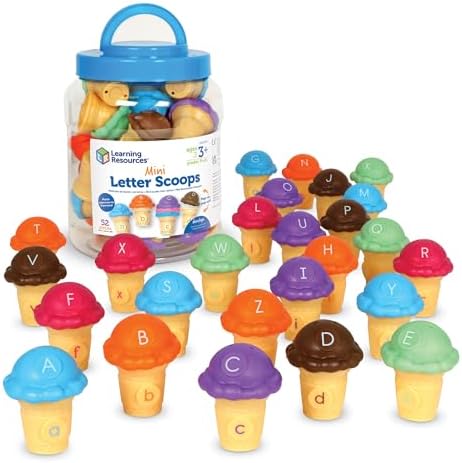 Learning Resources Mini Letter Scoops,Preschool Learning Toys, Stacking Toys, Montessori Toys,Kids Easter Gifts, Ages 3+, 52 Pieces