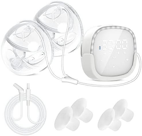 Wearable Electric Breast Pumps, Hands-Free Breastfeeding Pump, BPA Free Nursing Double Breast Milk Pumps with 5 Modes & Touch Panel, LED Display, Split Designed, 21MM/24MM Insert Funnels