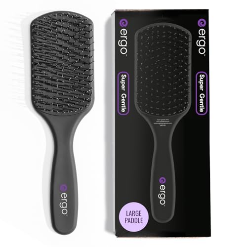 Ergo Super Gentle Mini Paddle Brush for Blow Drying - Hair Brushes for Women with Thick or Thin Hair - Dual Hairbrush for Women - Detangler Hair Brush - Gently Detangles Curly or Wet Hair - ERG750