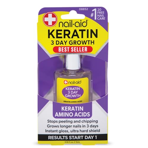 Nail-Aid Keratin 3 Day Growth Nail Treatment & Strengthener, Clear, 0.55 Fl Oz