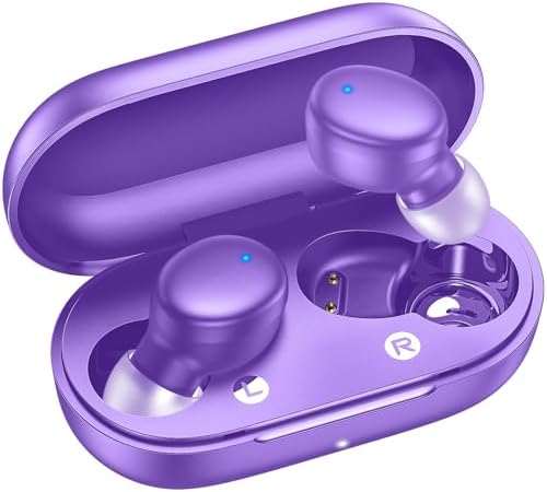 kurdene Wireless Earbuds Bluetooth 5.3 in Ear Buds Light Weight Headphones,Deep Bass Sound,Built in Mics Headset,Clear Calls Earphones for Sports Workout Purple