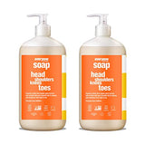 Everyone 3-in-1 Kids Soap, Body Wash, Bubble Bath, Shampoo, 32 Ounce (Pack of 2), Orange Squeeze, Coconut Cleanser with Organic Plant Extracts and Pure Essential Oils (Packaging May Vary)