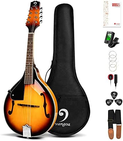 Vangoa LEFT-HANDED Mandolin Musical Instrument, Acoustic 8 String Mandolin A Style for Left Hand Beginners, Sunburst