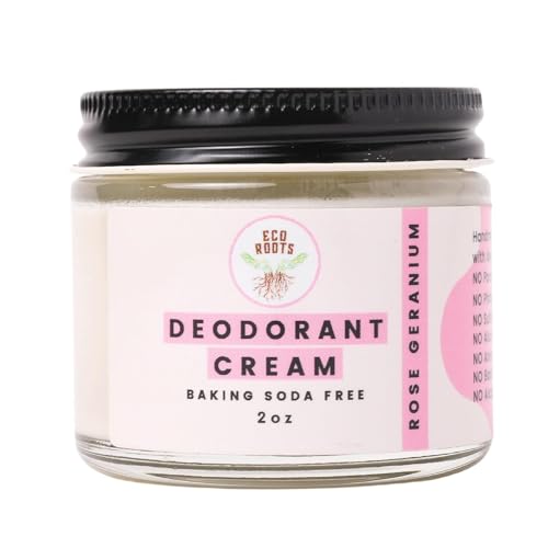 ECO ROOTS Natural Deodorant for Women & Men | Organic Deodorant Cream Non Aluminum | Baking Soda Free Healthy Deoderant for Body & Private Parts | All Vegan Pit Paste Zero Sweat | Rose Geranium Scent