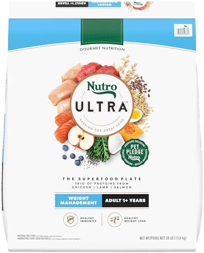 Nutro Ultra Adult Weight Management Dry Dog Food, Chicken, Lamb and Salmon Protein Trio, 30 lb. Bag