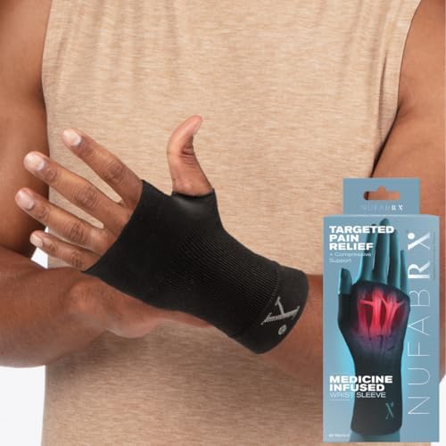 Wrist Compression Sleeve for Pain Relief, Medicine-Infused Hand and Wrist Support Compression Sleeves for Women and Men with Arthritis, Tendonitis and Carpal Tunnel