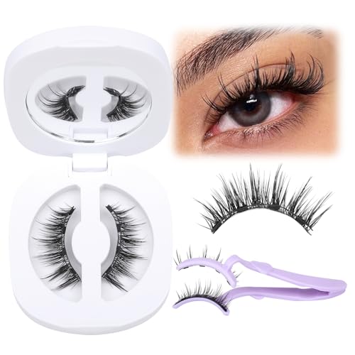 Magnetic Eyelashes with Applicator Natural Magnetic Lashes No Glue Needed Reusable Magnetic Eyelashes Cat Eye Wispy Magnetic Eyelashes without Eyeliner