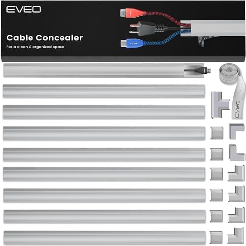 Cord Hider 153in - Cord Covers for Wires - Paintable Cable Hider - Cable Management - Wire Hiders for TV On Wall - Cable Management Cord Hider Wall - Cable Raceway - 9X (L17 x W0.95 x H0.5) - Grey