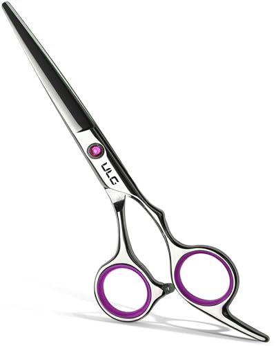 Hair Cutting Scissors, ULG Professional Hair Scissors 6.5 inch Right-Hand Razor Edge Barber Scissors Salon Hair Cutting Shears Made of Japanese Stainless Steel, Hand Sharpened Pink