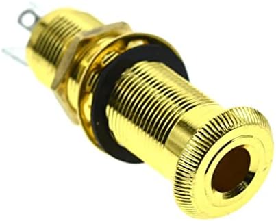 KAISH 6.35mm Brass Mono Guitar Bass Barrel Jack Socket Cylinder Input Output Jack with 3 Pins Gold