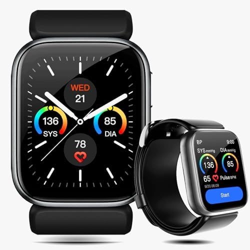 Smart Watch Blood Pressure, 1.95'' Blood Pressure Monitor Watch with Air Pump Cuff, Blood Pressure Watch for Sleep and Sports Tracking for Android iOS Supports Reminder Monitoring, Data Sharing etc