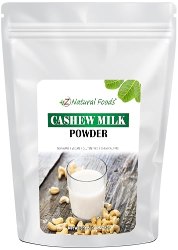 Z Natural Foods Cashew Milk Powder, Cashew Milk for Healthy Insulin Levels, Heart, and Skin, Ideal for Smoothies, Cereal, and Recipes, Non-GMO, Vegan, Gluten-Free, Kosher, 5 lbs
