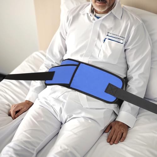 Rhino Valley Medical Bed Restraint Strap for Elderly, Anti-Fall Waist Restraints Belt for Dementia Patient Senior, Adjustable Wheelchair Hospital Bed Safety Assist Belt to Secure Constrain