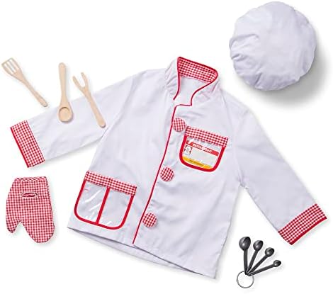 Melissa & Doug Chef Role Play Costume Dress -Up Set With Realistic Accessories Pretend Chef Outfit, Costume For Kids, Toddlers, Ages 3+