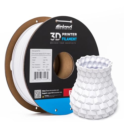INLAND Micro Center PLA+ 3D Printing Filament 1.75mm - PLA Plus 3D Printer Filament - PLA Pro Dimensional Accuracy +/- 0.03 mm - 1kg Cardboard Spool (2.2 lbs) (1 Pack White, 1.75mm)