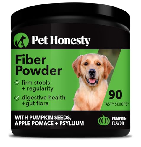 Pet Honesty Pumpkin Fiber Powder Supplement for Dogs - All Natural Anti Diarrhea Dog Probiotic with Psyllium Husk, Pumpkin Seeds and Apple Pectin for Firmer Stool & Healthy Digestion (90 Scoops)