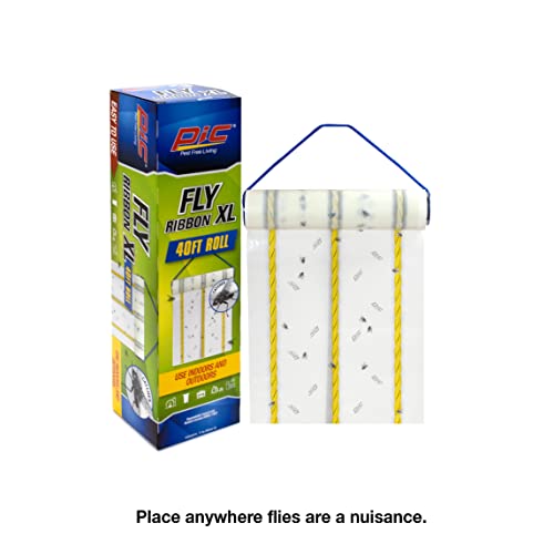 PIC Fly Ribbon XL - Large Fly Traps for Outdoors and Barns, 40FT Roll, Pack of 2