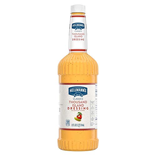 Hellmann's Classics Thousand Island Salad Dressing Salad Bar Bottles Gluten Free, No Artificial Flavors, added MSG or High Fructose Corn Syrup, Colors from Natural Sources, 32 oz, Pack of 6