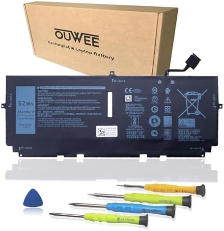 722KK Laptop Battery Compatible with Dell XPS 13 9300 9310 9380 P117G P117G002 P117G001 Series Notebook 0WN0N0 WN0N0 02XXFW 2XXFW 7.6V 52Wh 6800mAh