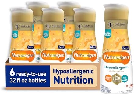 Enfamil Nutramigen Hypoallergenic Baby Formula with Iron, Lactose Free, Colic Relief from Cow's Milk Allergy Starts in 24 Hours, Brain Building DHA, Probiotic LGG for Immune Support, 32 Fl Oz, 6 Count