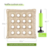 Waffle Cushion 2 Pack - Inflatable Air Cushion with Pump - Pressure Sore Relief - Cream and Blue 17x17 Inch