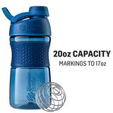 BlenderBottle SportMixer Shaker Bottle Perfect for Protein Shakes and Pre Workout, 20-Ounce, Navy