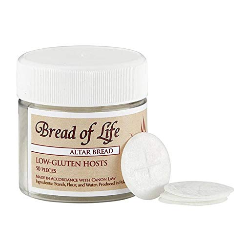 Needzo Altar Bread for Catholic Mass Communion, Low Gluten Host Wafers, 50 Count
