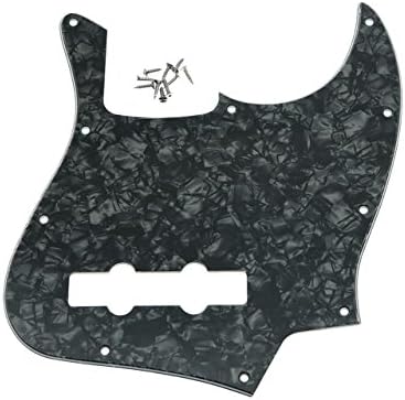 KAISH 4 String J Bass Style Pickguard Bass Pick Guard Scratch Plate for USA/Mexico Jazz J Bass Black Pearl
