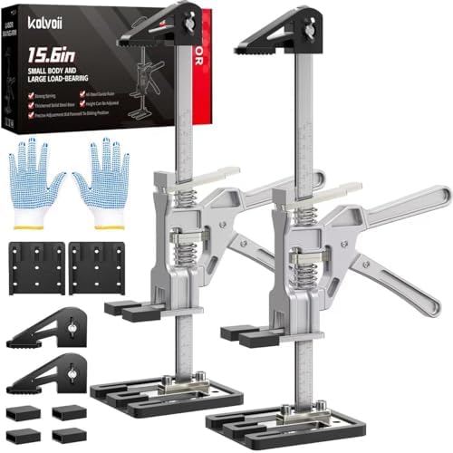 Kolvoii Labor Saving Arm Jack, 2 Pack Stainless Steel 15.6 Inch Construction Jack, Multi-Function Height Adjustment Hand Jacks for Lifting and Leveling, 10 Inche Lift Range