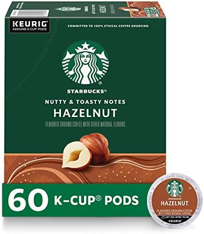 Starbucks K-Cup Coffee Pods, Hazelnut Flavored Coffee, Naturally Flavored, 100% Arabica, 6 boxes (60 pods total)