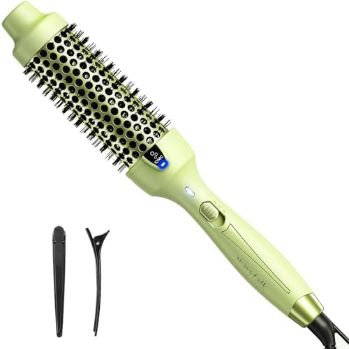 Wavytalk Thermal Brush, 1.5 Inch Ionic Heated Round Brush Creates Blowout Look Makes Hair Shinier & Smoother, Dual Voltage, Easy to Use (Green)