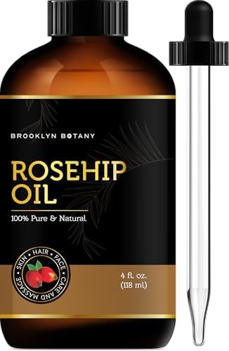 Brooklyn Botany Rosehip Oil for Face, Skin and Hair - 100% Pure and Natural Rosehip Seed Oil - Use as Carrier Oil for Essential Oils, Aromatherapy Oil, Massage Oil, Body Oil - 4 Fl Oz