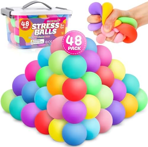 48 Pack Slow Rising Stress Ball,Stress Balls for Kids Adults,Stretchy Squishy Fidget Toys for Anxiety Relief,Hand Therapy Sensory Squishy Ball,Squishy Toys for Kids,Classroom Prize Box Toys