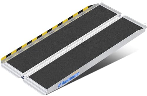 Ruedamann Wheelchair Ramp, Wider Design Threshold Ramp, Portable and Foldable Design, 600 Pound Capacity, Non-Skid Surface, for Home, Steps, Stairs, Doorways (5FT, Pack of 1)