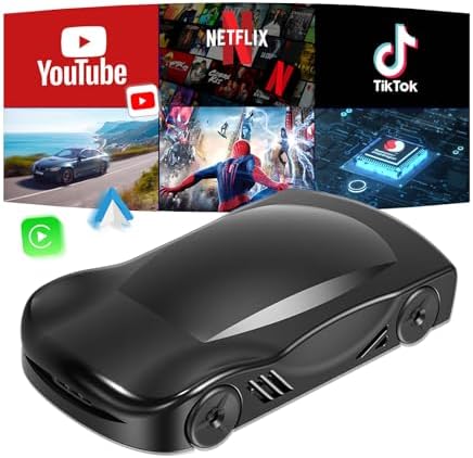 Wireless Carplay Adapter with Netflix YouTube TikTok, Carplay & Android Auto Wireless Adapter for Cars with OEM Wired CarPlay, CarPlay Ai Box,Plug&Play, MirrorLink, TF Card, Easy Setup