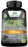 NATURALIFE LABS Activated Charcoal Capsules - 1,200 mg Highly Absorbent Helps Alleviate Gas & Bloating Promotes Natural detoxification Derived from Coconut Shells - per Serving - 100 Vegan Capsules