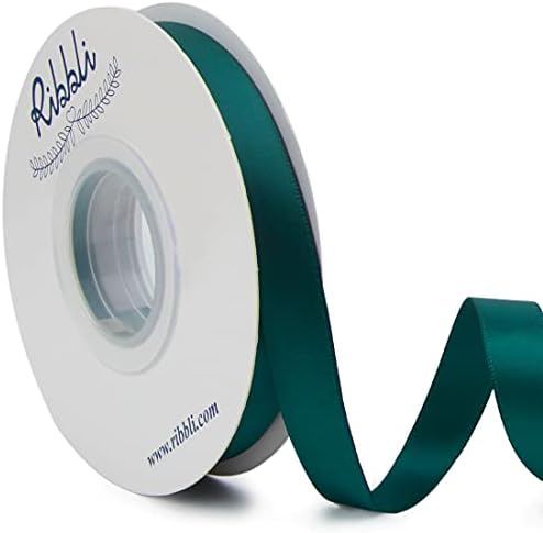 Ribbli Teal Double Faced Satin Ribbon,1/2 Inch x Continuous 25 Yards,Use for Craft Bows Bouquet, Gift Wrapping, Wedding Decoration, Floral Arrangement