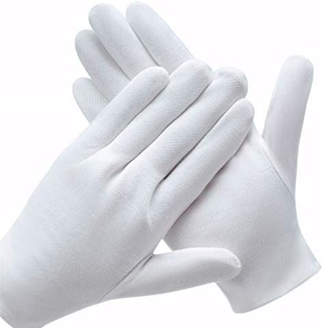 6 Pairs White Cotton Gloves for Dry Hands Eczema SPA Moisturizing - Work Glove Liners for Serving Costume Inspection
