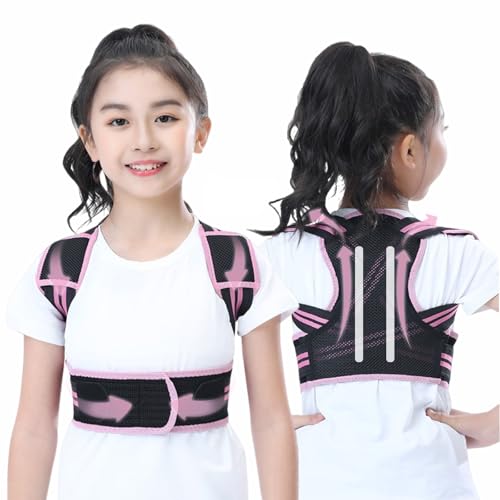 Posture Corrector For Kids - Back Brace Posture Corrector, Spine Corrector - Adjustable Upper Back Posture Brace, Prvent Children Humpback (Pink, S)