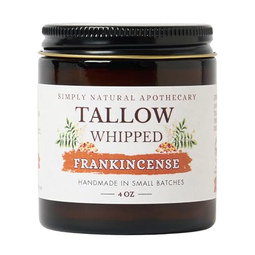 Beef Tallow for Skin - Beef Tallow Balm - Whipped & Handmade Moisturizing Face and Body Cream/Butter -Sensitive & Dry Skin - Grass Fed Cows - Frankincense Essential Oil