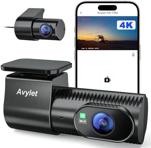Dash Cam Front and Rear, 4K/1080P 5G WiFi Dash Camera for Cars, External GPS Module, Dual Dashboard Camera with APP, Super Night Vision, 24H Parking Monitor, 170° Wide Angle, G-Sensor, Loop Recording
