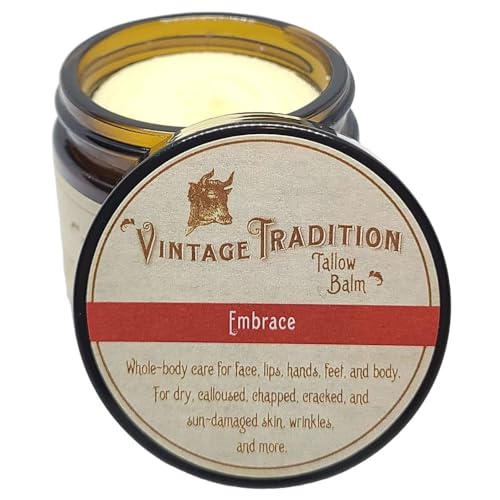 Vintage Tradition Beef Tallow All Purpose Balm – Healing, Hydrating Jasmine Oil Skin Care Salve Replaces Body Lotion, Hand Cream, More – Essential Oil, Olive Oil, and Grass-Fed Tallow, 2 fl. oz.