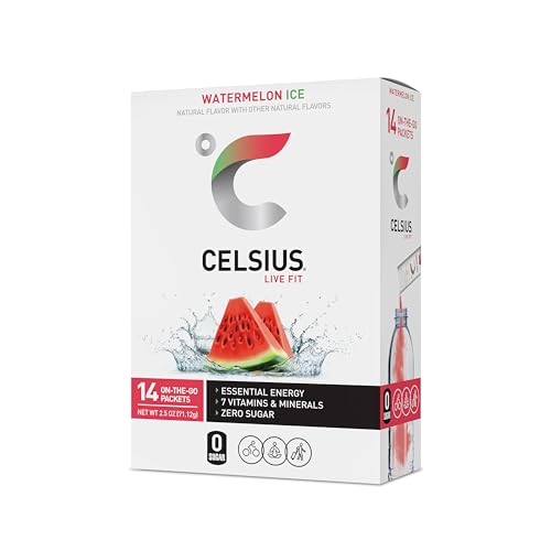 CELSIUS® On-the-Go Powder Sticks Watermelon Ice, Essential Energy 2.5 Oz (14 Sticks per Pack)