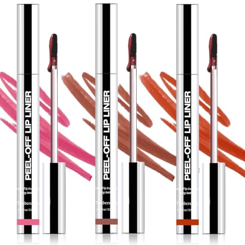 Timbersonic Peel off Lip Liner, Timbersonic Peel off Lip Stain, 8 Colors Lip Stain Peel off Tint Tattoo Color Waterproof Long-Lasting, No Smudging, Non-Stick Cup (#00+02+07)