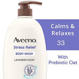 Aveeno Stress Relief Body Wash with Soothing Oat for Sensitive Skin, Lavender Body Wash to help you feel Calm and Relaxed, Sulfate-Free, 33 FL OZ