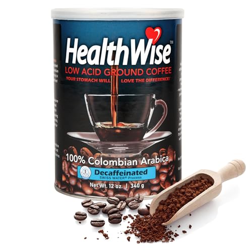 Healthwise Swiss Water Decaf Low Acid Coffee - Acid Reflux, Heartburn, Gastro Issues - Healthier Coffee For Sensitive Stomachs - 100% Colombian Supremo Original and Decaf -12 Ounce Cans (Pack of 2)