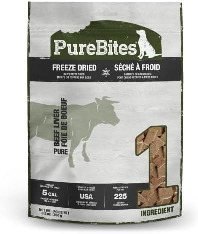 PureBites Beef Freeze Dried Dog Treats, 1 Ingredient, Made in USA, 8.8oz