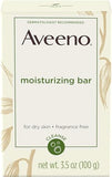 Aveeno Gentle Moisturizing Bar Facial Cleanser with Nourishing Oat for Dry Skin, Fragrance-free, Dye-Free, & Soap-Free, 3.5 oz (Pack of 4)