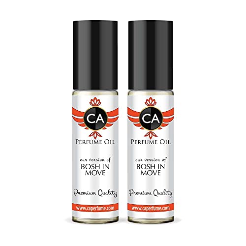 CA Perfume Impression of H. Bosh Bosh In Move For Men Replica Fragrance Body Oil Dupes Alcohol-Free Essential Aromatherapy Sample Travel Size Concentrated Long Lasting Attar Roll-On 0.3 Fl Oz-X2