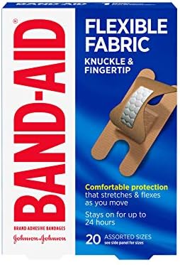 Band-Aid Brand Flexible Fabric Adhesive Bandages for Wound Care and First Aid, Finger and Knuckle, 20 ct (Pack of 6)